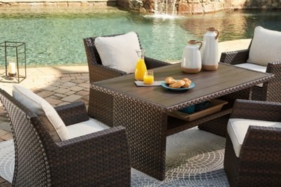 Easy Isle Outdoor Multi-Use Table , Dark Brown/Beige