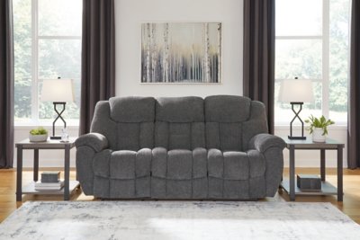 Foreside Performance Fabric Manual Reclining Sofa, Charcoal