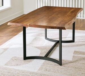 Fortmaine Dining Table, Brown/Black, Wood/Metal