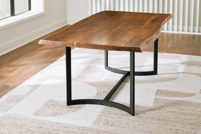 Fortmaine Dining Table, Brown/Black, Wood/Metal