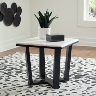 Fostead End Table, White/Espresso