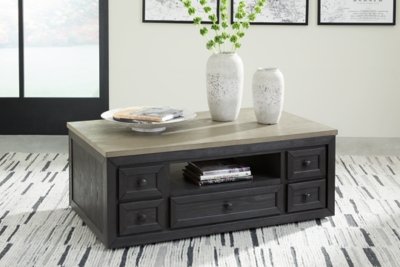 Foyland Lift-Top Coffee Table, Black/Brown