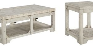 Fregine Coffee Table with 1 End Table, Whitewash