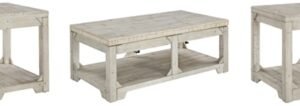 Fregine Coffee Table with 2 End Tables, Whitewash