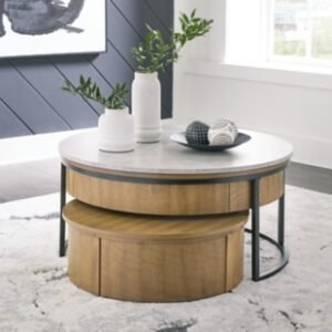Fridley Nesting Coffee Table (Set of 2), Gray/Brown/Black