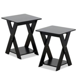 Furinno Criss-Crossed End Tables (Set of 2), Espresso