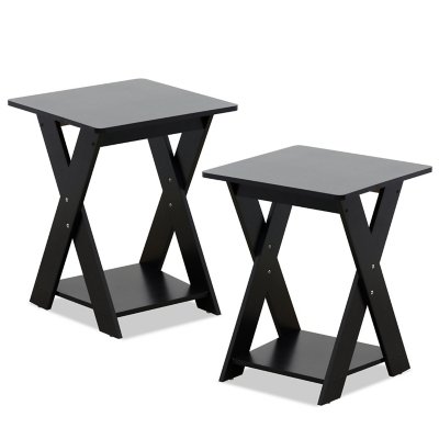 Furinno Criss-Crossed End Tables (Set of 2), Espresso