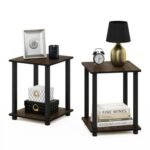 Furinno Simplistic End Tables (Set of 2), Columbia Walnut/Black