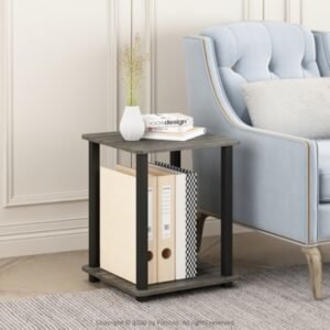 Furinno Simplistic End Tables (Set of 2), French Oak Gray/Black