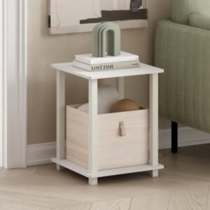 Furinno Simplistic End Tables (Set of 2), White/White