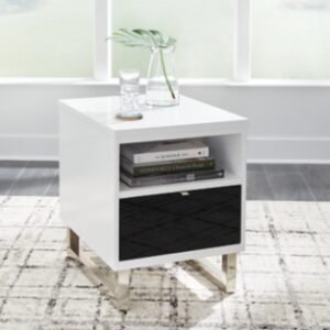 Gardoni Chairside End Table, White/Black