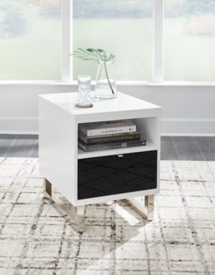 Gardoni Chairside End Table, White/Black