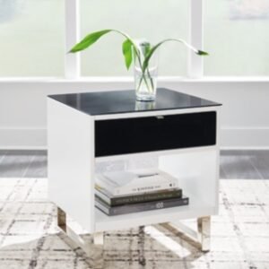 Gardoni End Table, White/Black