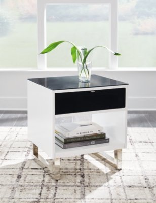 Gardoni End Table, White/Black