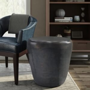 Garvy Industrial 20 inch Wide Metal Accent Side Table in Antique Copper, Fully Assembled