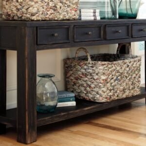 Gavelston 4 Drawers Sofa/Console Table, Black