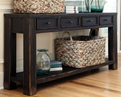 Gavelston 4 Drawers Sofa/Console Table, Black