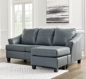 Genoa Leather Sofa Chaise Leather, Steel