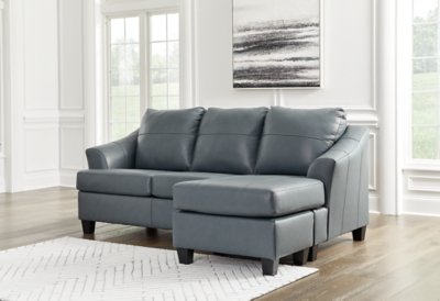 Genoa Leather Sofa Chaise Leather, Steel