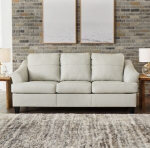 Genoa Leather Sofa Leather, Coconut