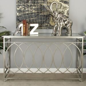 Geometric Console Table, Silver