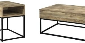 Gerdanet Coffee Table with 1 End Table, Natural