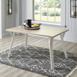 Grannen Rectangular Dining Table, White/Natural, Wood