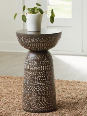 Hadcher Accent Table, Cream/Brown