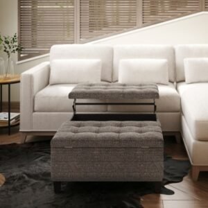 Harrison Square Coffee Table Ottoman with Storage, Mink Brown