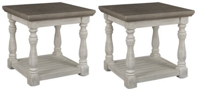 Havalance 2 End Tables, Gray/White