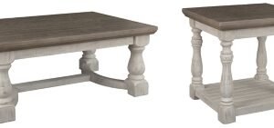 Havalance Coffee Table with 1 End Table, Gray/White