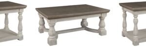 Havalance Coffee Table with 2 End Tables, Gray/White