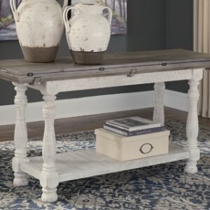 Havalance Flip Top Sofa/Console Table, Gray/White