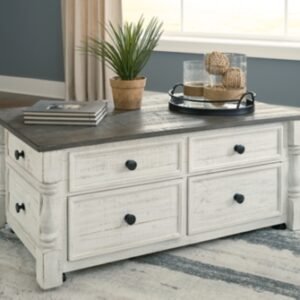 Havalance Lift-Top Coffee Table, White/Gray