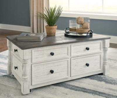 Havalance Lift-Top Coffee Table, White/Gray