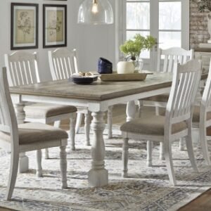 Havalance Rectangular Dining Table, White/Gray, Wood