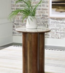 Henfield Accent Table, Beige/Brown
