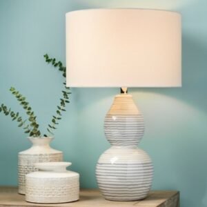 Home Accents Double Gourd Catalina Wave Table Lamp, White