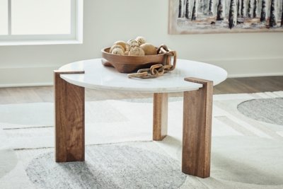 Isanti Coffee Table, White/Brown