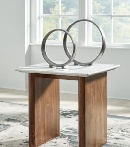 Isanti End Table, Light Brown/White