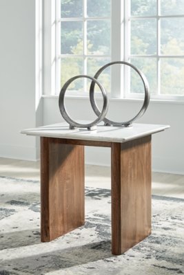 Isanti End Table, Light Brown/White