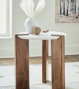 Isanti End Table, White/Brown