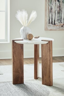 Isanti End Table, White/Brown