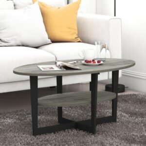 JAYA Oval Coffee Table, French Oak Gray/Black