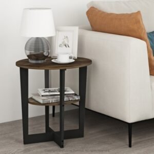 JAYA Oval End Table, Columbia Walnut/Black