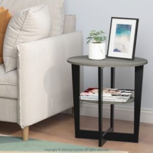 JAYA Oval End Table, French Oak Gray/Black