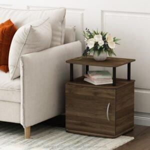 JAYA Utility Design End Table, Columbia Walnut/Black