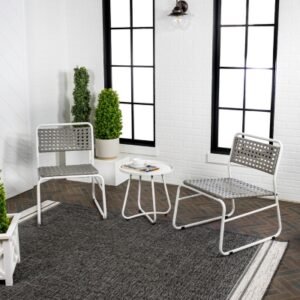 JONATHAN Y Freja Outdoor Table and 2 Chairs, White