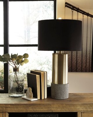 Jacek Table Lamp (Set of 2), Gray/Brass Finish
