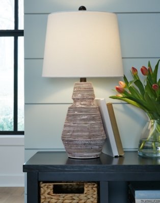Jairburns Table Lamp (Set of 2), Brick Red/White